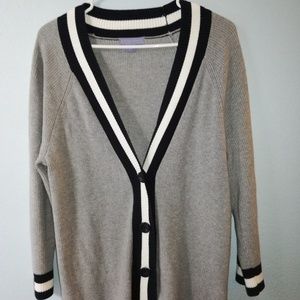 Laura Scott button-up cardigan grey white black